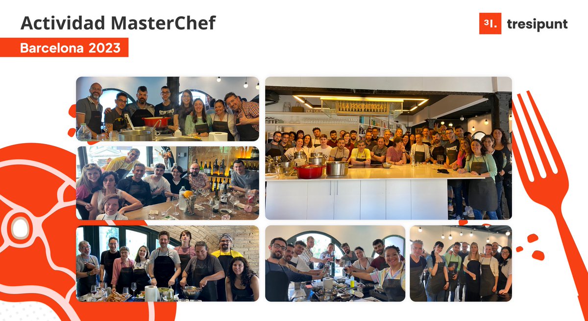 tresipunt's tweet photo. 👩‍🍳 Ens hem convertit en xefs a la @foodieteca! Riures, companyonia i aroma a menjar omplen l'aire mentre competim en el repte culinari MasterChef!

#letscooktogether https://t.co/V6BC9bdOJs