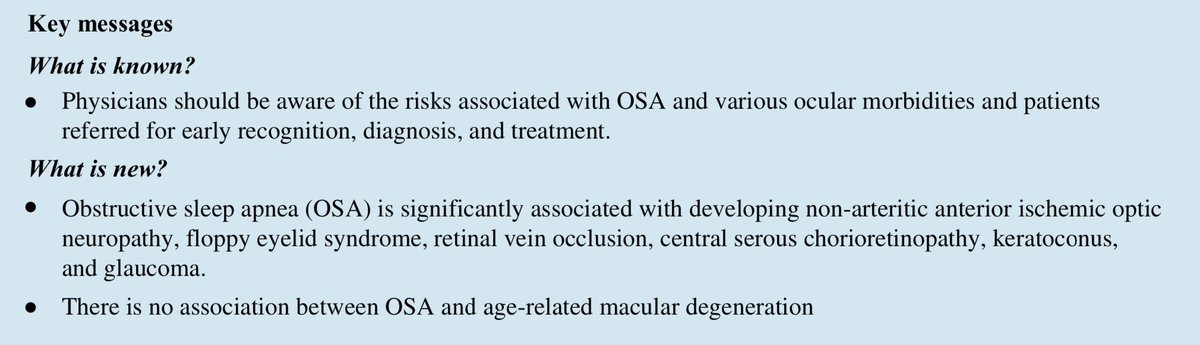 بناءً على هذة الدراسة المنشورة حديثًا، انقطاع التنفس الانسدادي أثناء النوم قد يكون له علاقة بعدة أمراض في العين كالشبكية والعصب البصري. 

الجدير بالذكر أن انتشار أعراض انقطاع التنفس يصل إلى 52.3% (ذكور) و 40.8% (إناث) في المجتمع السعودي حسب دراسات بروفيسور <a href="/sleep_bahammam/">أ. د. أحمد بن سالم باهمام 🇸🇦</a>