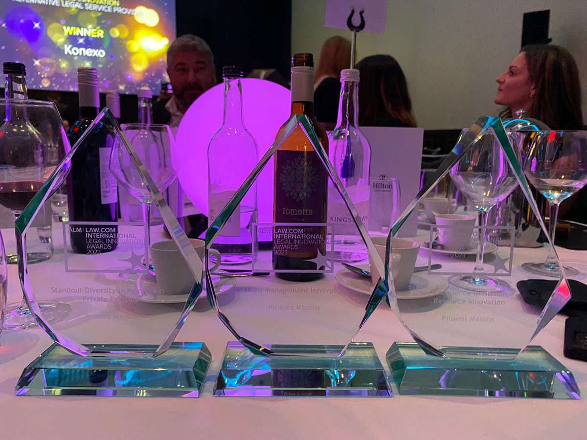 🎉 We're excited to have scooped three awards at the @LegalWeek Innovation Awards - Client Management Innovation, Excellence in Human Resource Innovation and Standout Diversity in Innovation. Congratulations to you all.