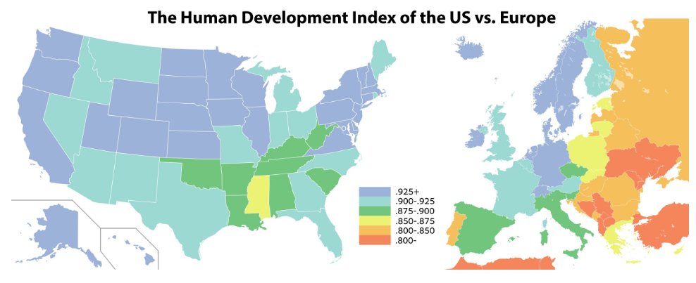 BubblesTheWatch's tweet photo. An interesting way of looking at HDI in America that is particularly useful when someone is comparing Norway (pop. 5.4 million) vs the entire US (pop. 332 million). Just a reminder of the high quality of life we enjoy, and that many take for granted, here in the United States. https://t.co/0JZqrGTPiO