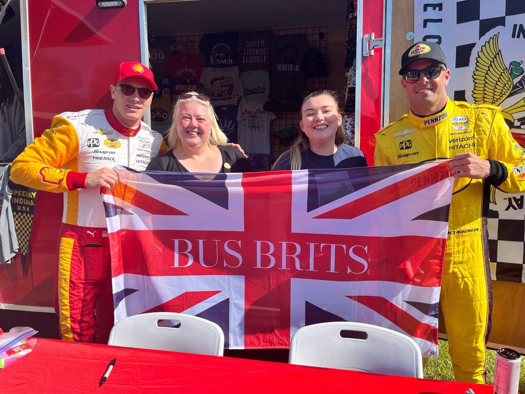 Bus Brits are now officially endorsed by the #BusBros! 

Thanks for the time guys and enjoy the snacks! 

#Indy500 #CarbDay