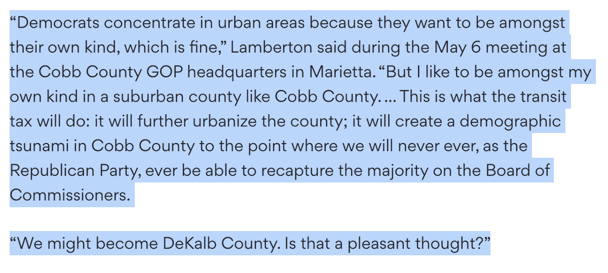Ugh. This is the gross stuff you can expect from the people who oppose Cobb County joining MARTA, which is potentially going to the ballot again. 

'We might become DeKalb' is one of the loudest dog whistles yet. 

ajc.com/neighborhoods/…