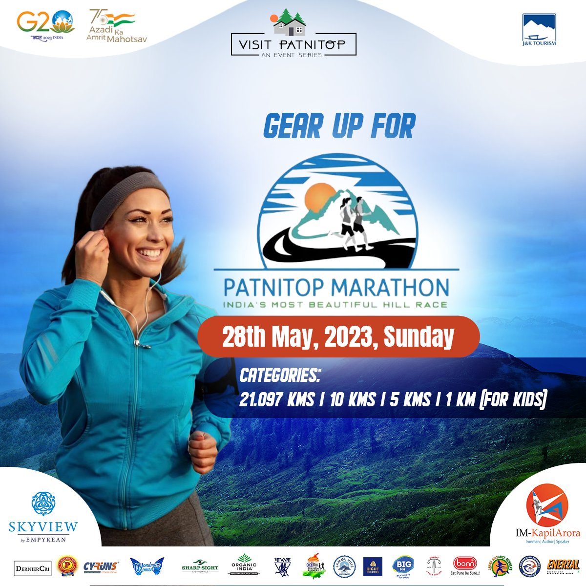 #EventAlert

@PatnitopDA in collaboration with @JammuTourism, @dcramban & @udhadm is organising #PatnitopHillMarathon through winding trails & scenic views.
@SyedAbidShah
Date: 28th May, 2023

#VisitPatnitop
#AmazingJammu