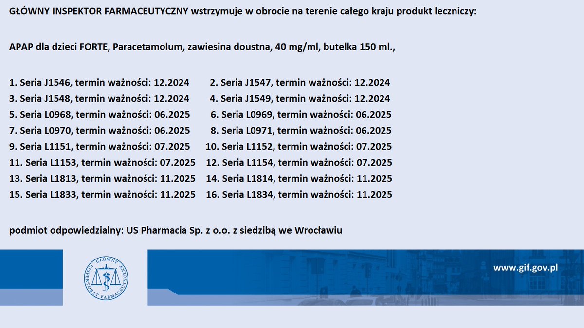 GIF_GOV_PL's tweet photo. Decyzja GIF wstrzymująca w obrocie produkt leczniczy 👇
https://t.co/gUXdlZwj18 https://t.co/g3dQFOxEBd