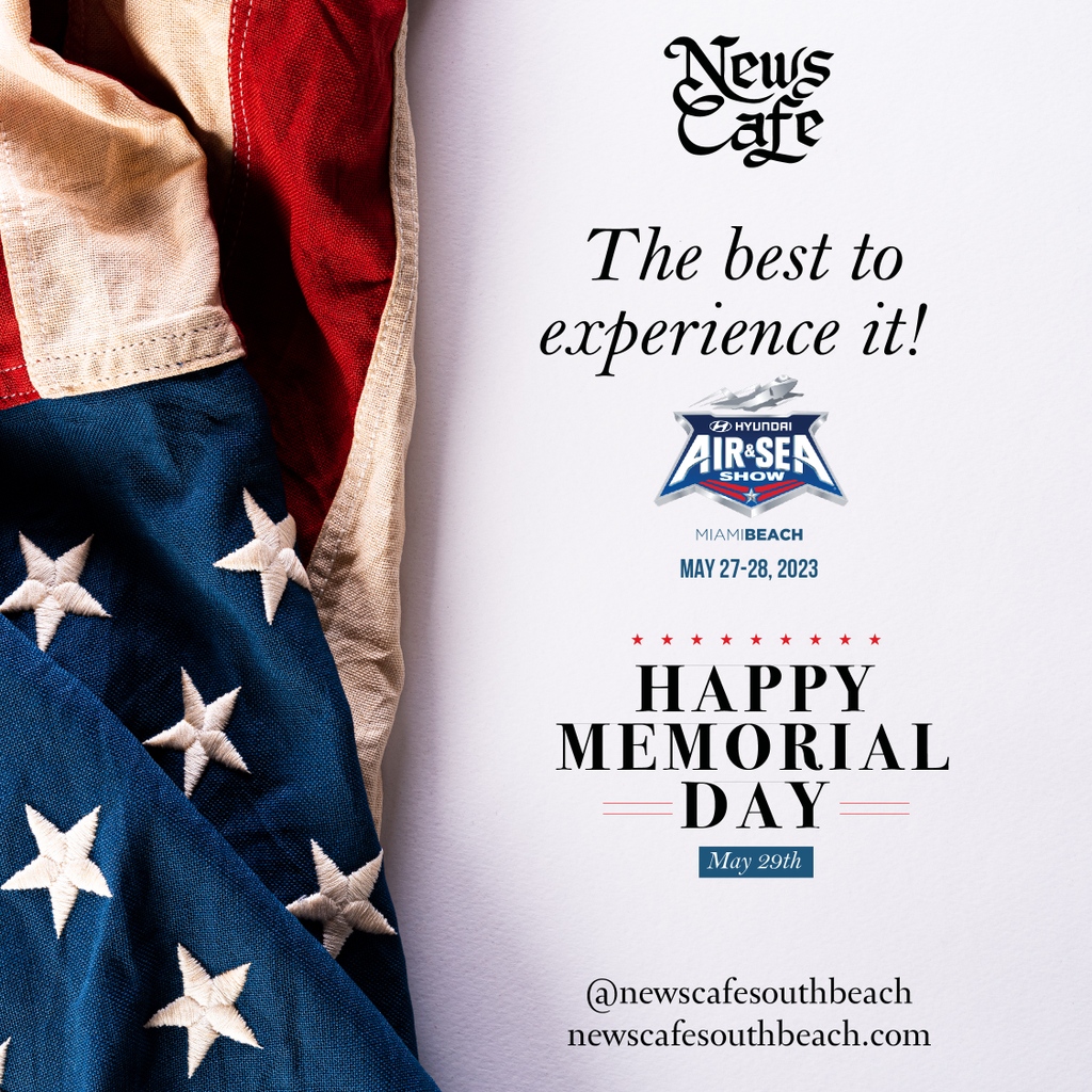 Let's all take some time this Memorial Day to honor the brave men and women who served our country! Come on down to News Cafe for a spectacular view and delicious food and drinks. ☕️🇺🇸

#MemorialDay #Celebrate #NewsCafe #MiamiBeach #OceanDrive #FreshStoryToRewrite #From1988