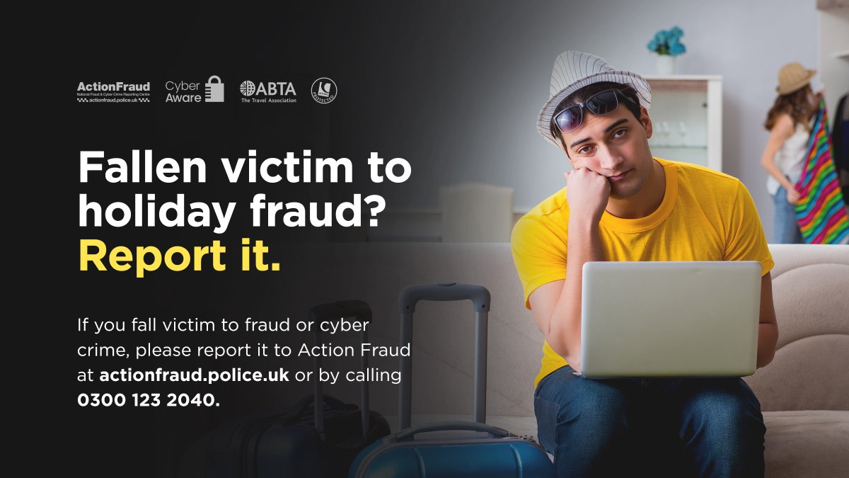 ⚠️Fallen victim to holiday fraud? You should report it as a crime to Ac-tion Fraud here: actionfraud.police.uk

#HolidayFraud