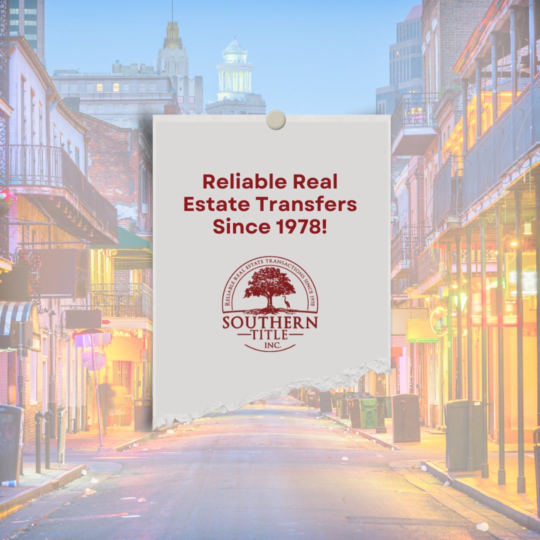 Since 1978, we've been providing real estate title and closings to the state of Louisiana.

Want to work with our experienced team? Visit SouthernTitleOnline.com to learn about our services.

#Louisianalove #louisianarealestate #neworleansrealestate #nolarealestate