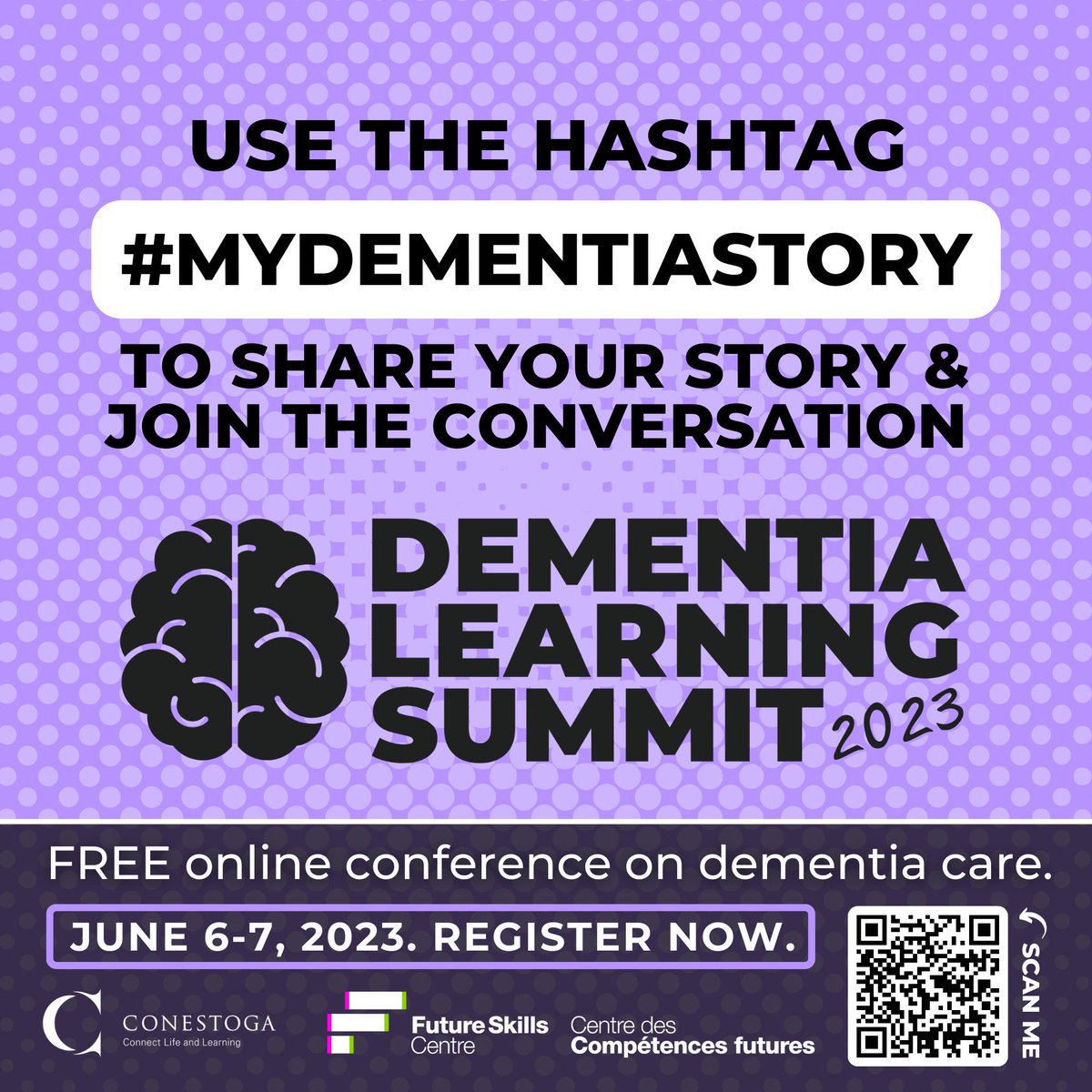 Are you attending the Dementia Learning Summit (June 6-7, 2023)?

Use the hashtag #MyDementiaStory to join the conversation and share your connection with dementia.

Not yet registered? Claim your spot for FREE: tinyurl.com/mrcrmk6y #ConestogaCRADLE #DementiaLS23 <a href="/fsc_ccf_en/">Future Skills Centre</a>