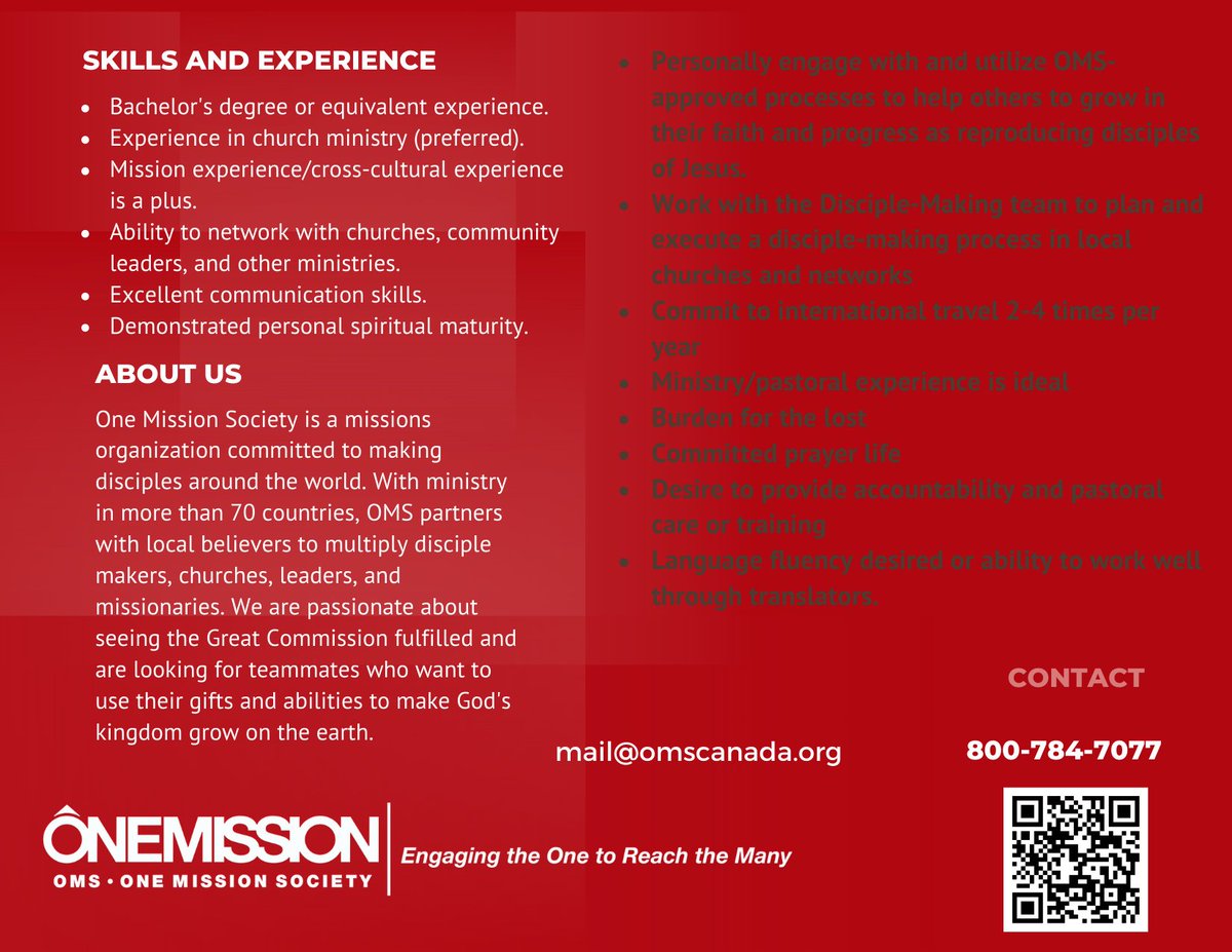 1MissionCanada's tweet photo. There's never been a better time. 
We seek workers to fill five Church Planting, Multiplication, and Discipleship positions. Please share this need with others

https://t.co/OCRsXHjacH
https://t.co/mPb74nrKua
https://t.co/RkvzSHbzGa
https://t.co/eQOASBDUOO
https://t.co/ofsak54zaY https://t.co/FTyQxMLX38