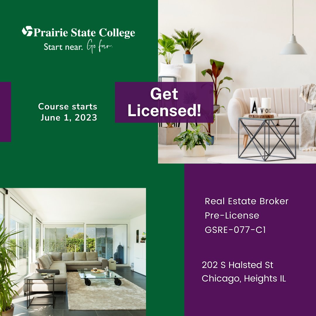 PrairieStateCED's tweet photo. 💡Pursue a career in Real Estate in just one click! Enroll in our Real Estate Broker Pre-License Course and be ready to sit for the Illinois Real Estate Broker exam.

Classes start June 1 - act fast and register now.

https://t.co/0dyHR6i5Ek

#RealEstate #PrairieStateCollege https://t.co/KCGKgbthGS