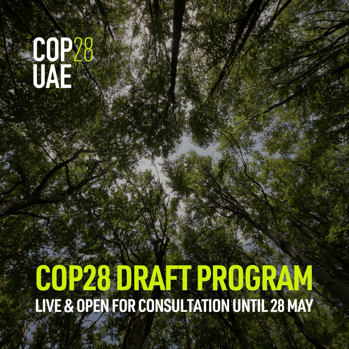 Two days to go for all stakeholders to share their feedback on the #COP28UAE draft program, which outlines the potential thematic days that will run across the Blue and Green Zones!

To submit your suggestions by 28 May, please visit: cop28.com/en/draft-thema…