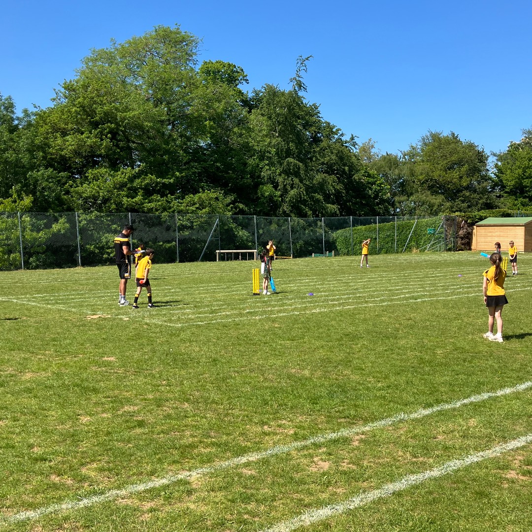 StHilarysSchool's tweet photo. What a glorious way to finish an exciting half term, with our U8 Cricket team playing @Rowan_Prep. An excellent display of St Hilary's school spirit! Happy half-term to all in the St Hilary's community.
#sthilarysschool #prepschoolsurrey #CricketInTheSun #halfterm https://t.co/WxmF8oOggB