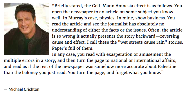 curiouswavefn's tweet photo. The Gell-Mann Amnesia Effect named after Murray Gell-Mann. We all fall for it. https://t.co/LXqooj0TIk