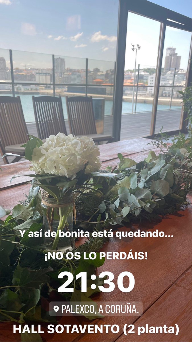 Así de bonita está quedando la #RomeríaGallega que #GINEP os ha preparado.... y mirad ¡qué vistas! 🥖🍷🧀🪩🕺🏽🌊

Os esperamos a las 21:30 en el Hall Sotavento (2ª planta) de #Palexco.