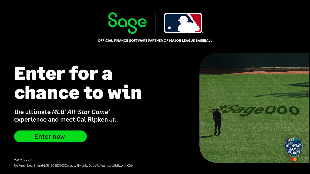 We teamed up with everyone's favorite Iron Man, <a href="/CalRipkenJr/">Cal Ripken, Jr.</a> to give you a chance to win a VIP <a href="/MLB/">MLB</a> All-Star Game experience! ⭐ 

Enter now and start planning your #SageOOO! 💚⚾️

1sa.ge/s0Pn50OxGyC

#SageInsights #Sweepstakes
