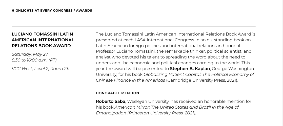 How should Latin America triangulate between Chinese &amp; U.S. economic engagement? Can Latin American countries maximize development opportunities? Find out Sat (5/27) 8:30amPT (rm 211) <a href="/VanConventions/">Vancouver Convention Centre</a> or 11:30amET (online) w/ @V_Chonn  @LASACongress <a href="/CUP_PoliSci/">Cambridge University Press - Politics</a> <a href="/GWtweets/">GW University</a>