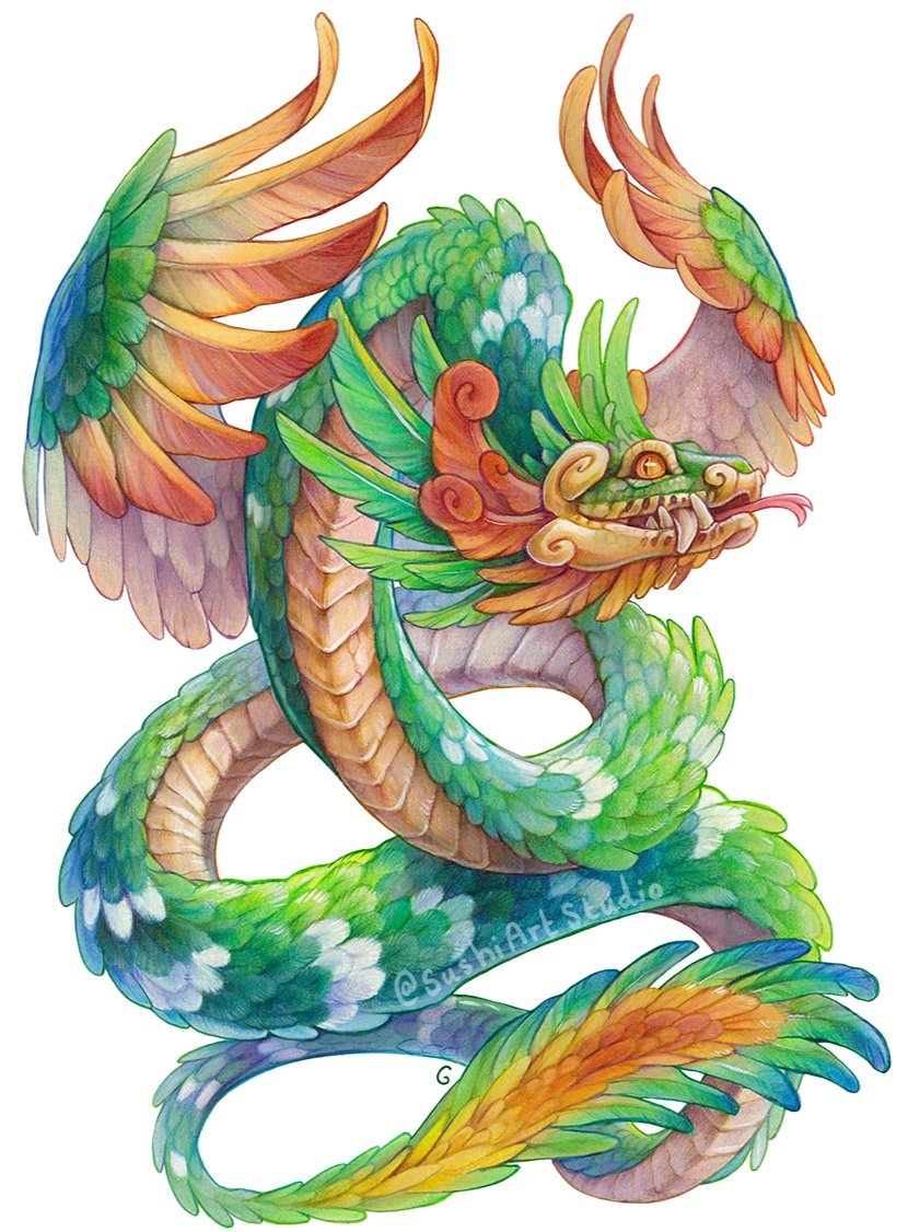 Feathered serpent drawing