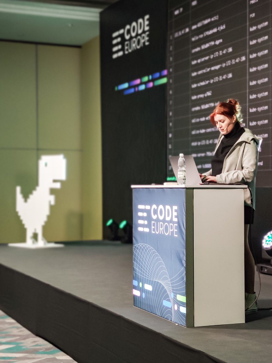 code_europe's tweet photo. Are you into #Kubernetes❓

@yonlabs guided us through various ⚠️ #security risks of Kubernetes, focusing on #OWASP Kubernetes TOP 10 list. 

#CodeEurope23 #CodeEurope https://t.co/uaZrFrIhmW
