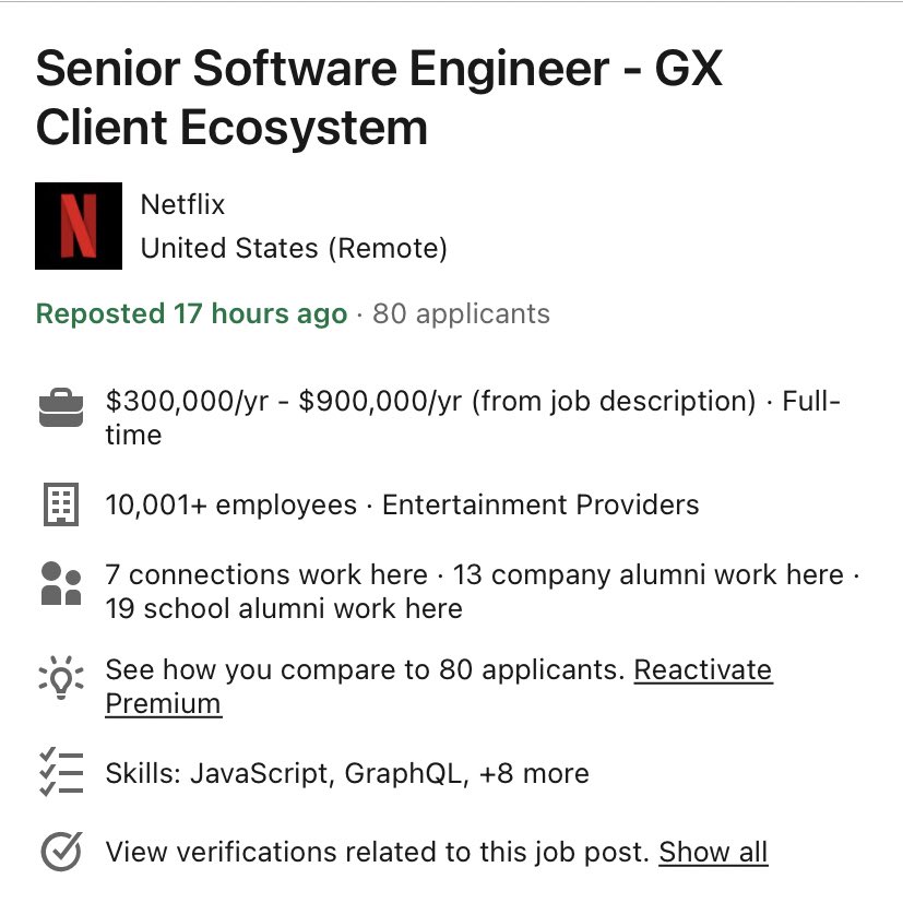 VicVijayakumar's tweet photo. Would you optimize for title, or pay?

Senior Engineer @ Netflix
Staff Engineer @ Airbnb
Principal Engineer @ Microsoft
Distinguished Engineer @ Care

Note that these numbers are all base pay. These are all publicly traded cos. https://t.co/ZZ8hWHNgLS