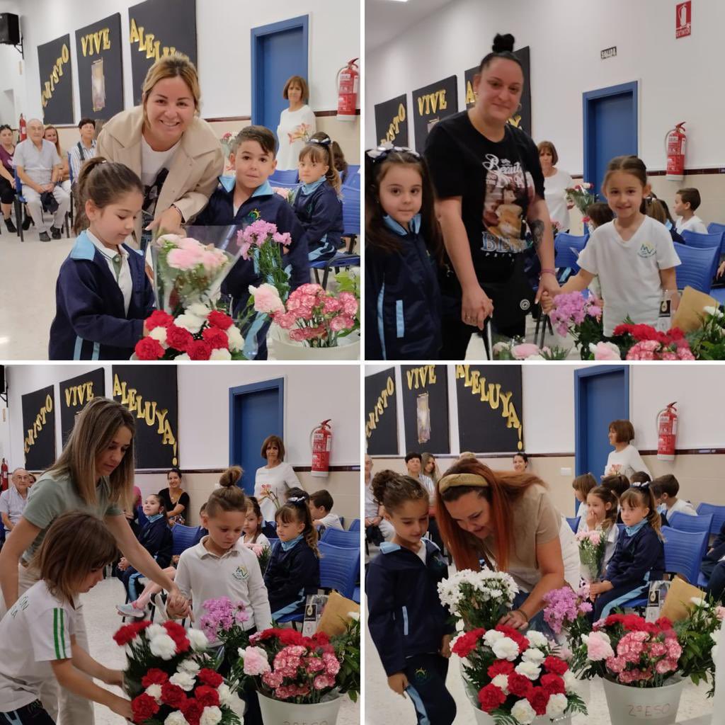 SJObrero's tweet photo. MES DE MARÍA 🌼
Terminamos la ofrenda floral en este mes dedicado a nuestra #Madre, 
Hoy,  peques de #Infantil de 5 años. 
Gracias familias por participar en el #DespertarReligioso,  en este día tan especial, dejando sus flores a #María.
#ColegiosDiocesanos #ECOaulaFV https://t.co/iEFSk8DkNU