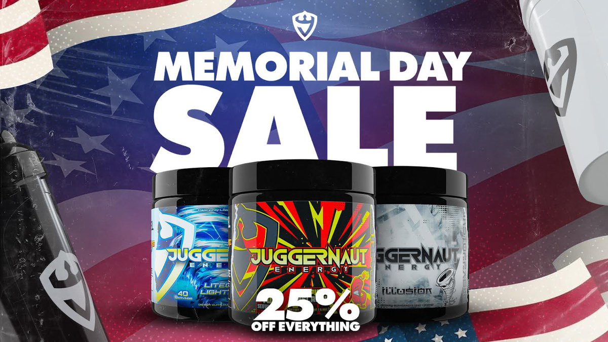 Juggernaut's tweet image. 🎮💥 Gear up for a Memorial Day weekend gaming marathon with some EPIC AF energy! ⚡️

Get fragging w/ 25% off EVERYTHING now till 5/29. Use Code: MD25

👉 JuggernautEnergy.com

#MemorialDaySale #GamingEnergy