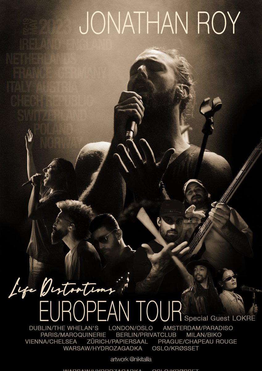 nikitaLila's tweet photo. Some months have passed since I didn't do some fanart edits.
This time I was inspired by Jonathan Roy who I saw recently performing in Milan. I hope you like the posters.
European Tour 2023 Life Distortions
#FanartFriday
#JonathanRoy #Lokre #NewMusic
©️ to the photographers https://t.co/YUQus52s10