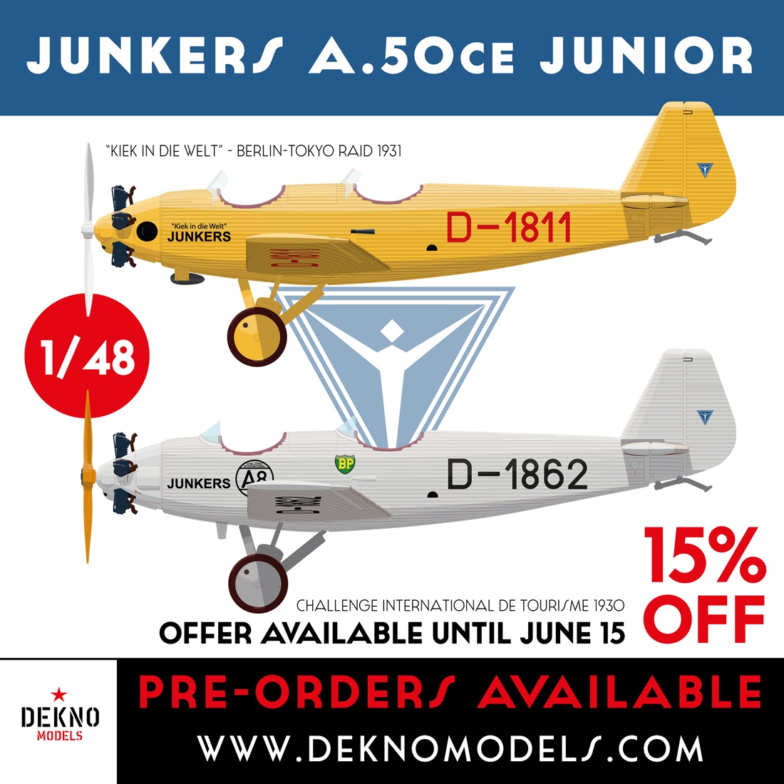DEKNOModels's tweet photo. 1/48 Junkers A.50 pre-orders available - https://t.co/zpYGnB1y22 #scaalemodelaircraft #modelaircraft #148modelkits
#airRacing #britmodeller #KitMakerNetwork #plasticmodel
#scalematesTim #NetMaquettes #modellismo #modelling #maquettes #deknomodels #arcticdecals https://t.co/mz7GcAYFSf