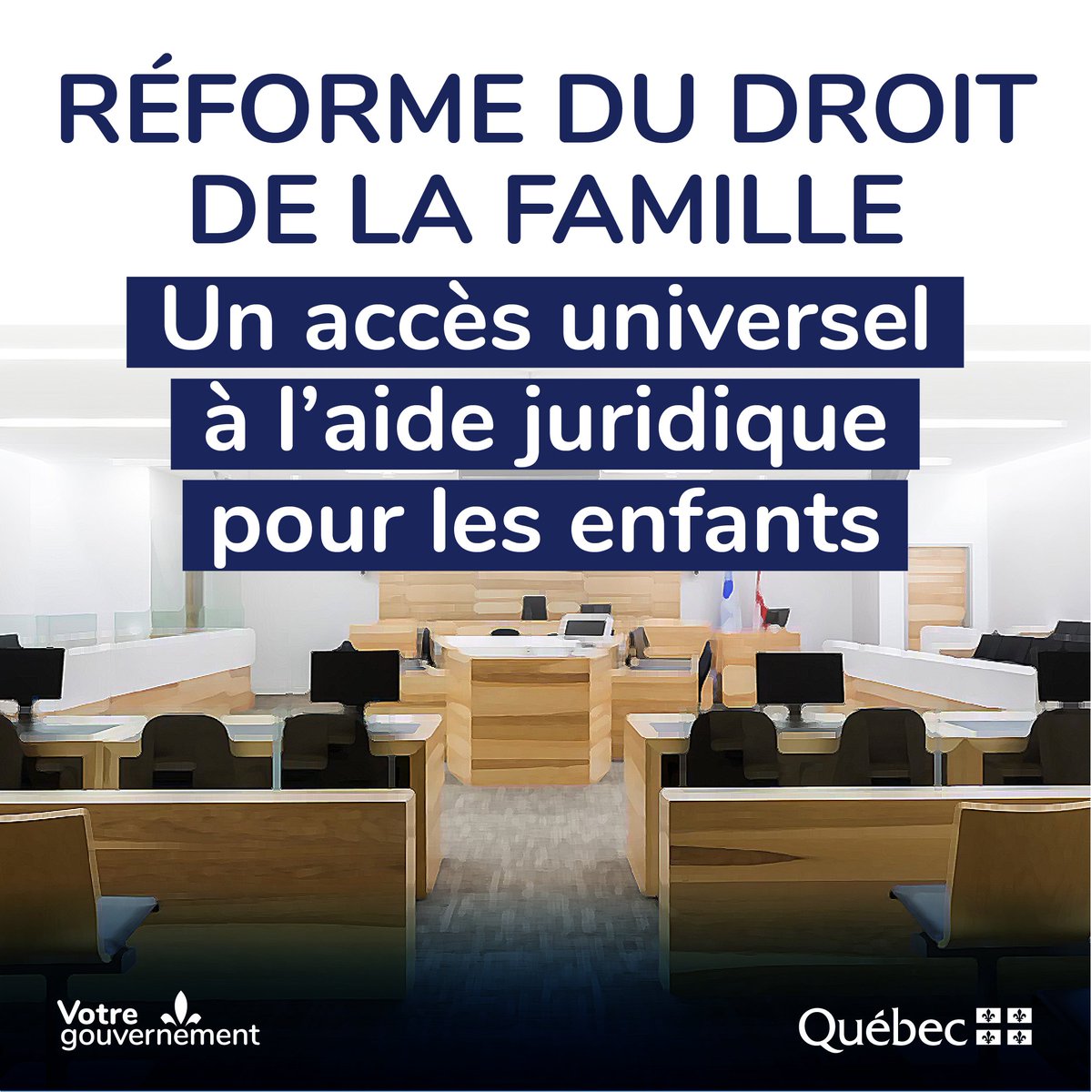 Les enfants pourront désormais bénéficier pleinement de l'aide juridique sans avoir à démontrer leur admissibilité financière. 

Notre gouvernement a à cœur de rendre la justice plus accessible, plus efficace, mais surtout plus humaine. Les détails 👉quebec.ca/nouvelles/actu…