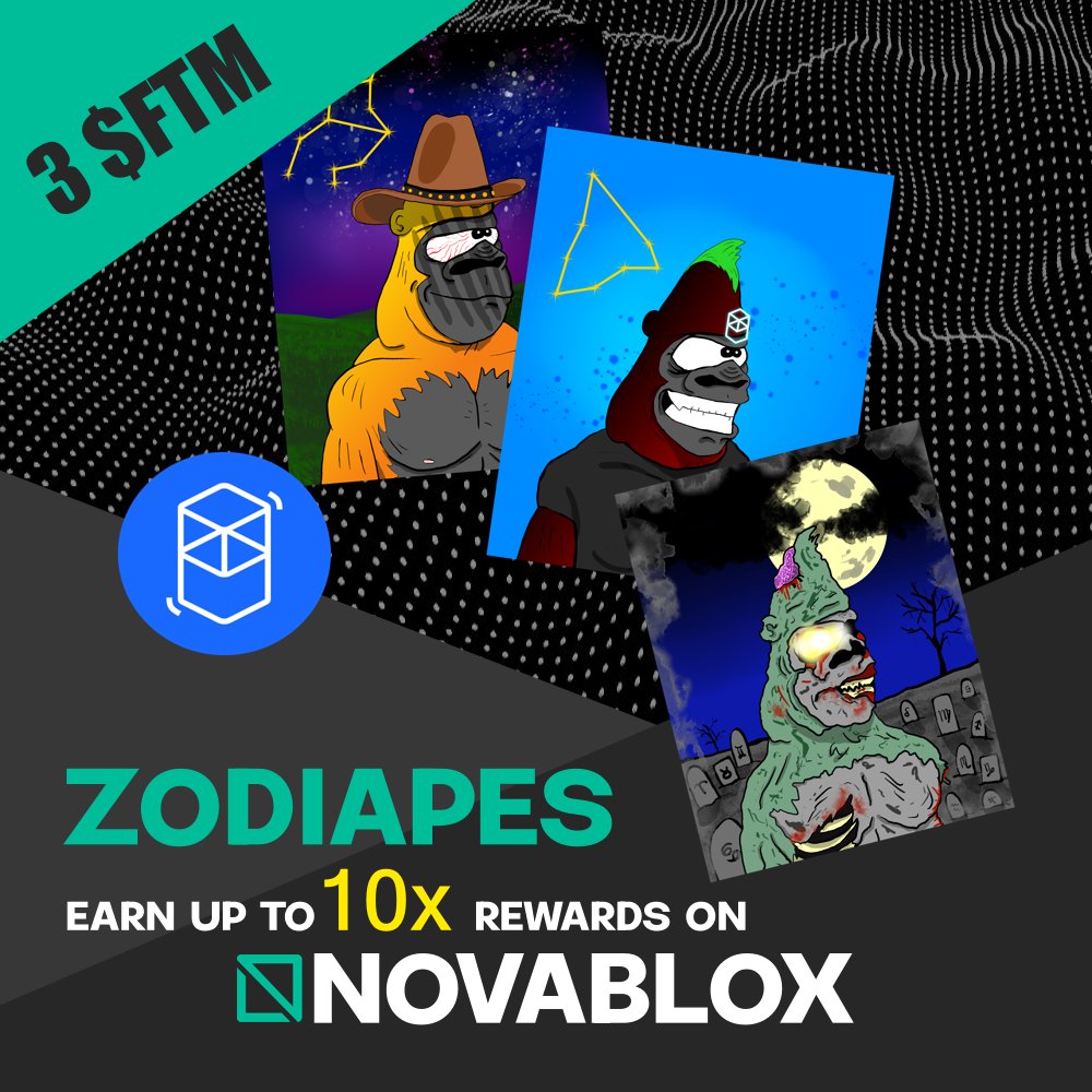 Up to 10x staking rewards on Novablox, you say?  
And for only 3 $FTM?  

The stars have aligned! ✨

RT with your ZodiApes #NFT and get a personalised crypto horoscope!  

MINT YOURS: novablox.ai/mint/project/z…