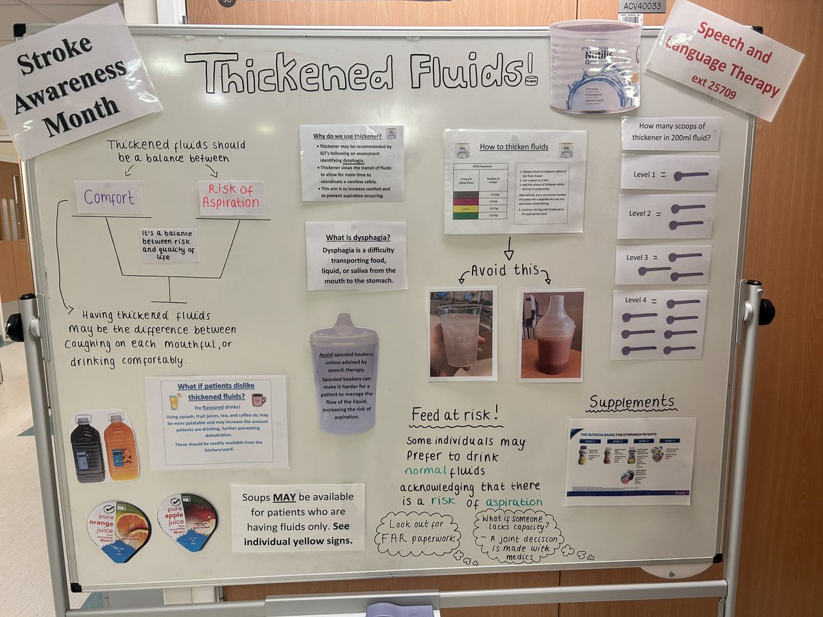 Another fabulous board by our @UHCW_SLT team! This week focusing on thickened fluids! 
#StrokeAwarenessMonth @emlcook @Emmily_Taylor @UHCW_TraumaNeur