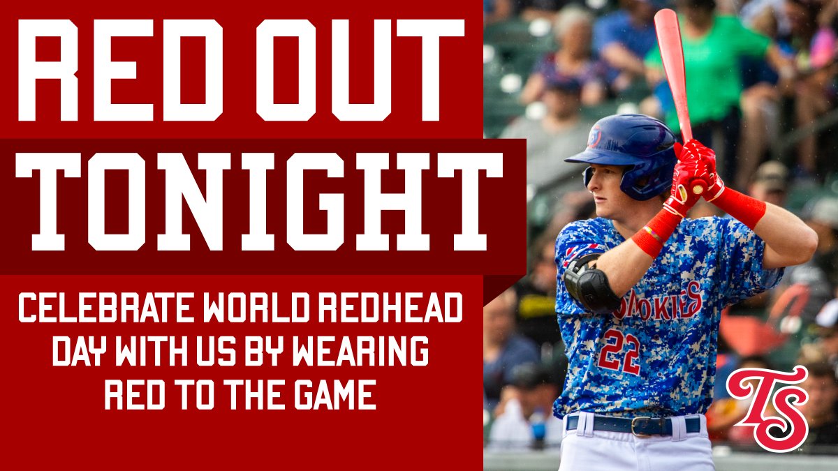 TONIGHT IS THE NIGHT! Wear red to Smokies Stadium to celebrate World Redhead Night! See you there. Tickets: buff.ly/45zl06U
