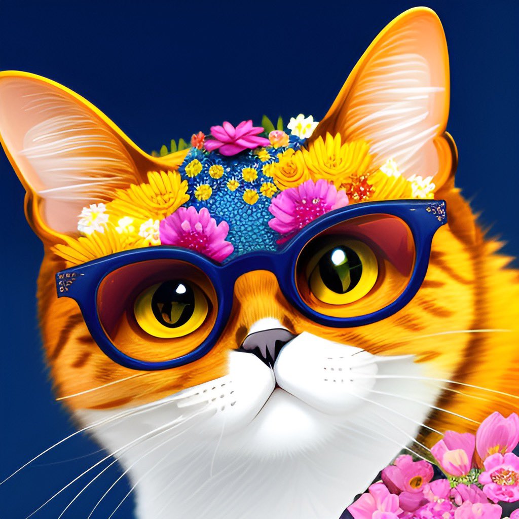 🐈🌸👓 Cat x Flowers x Glasses = Connect Art 
#Cat #ConnectArt #AIart