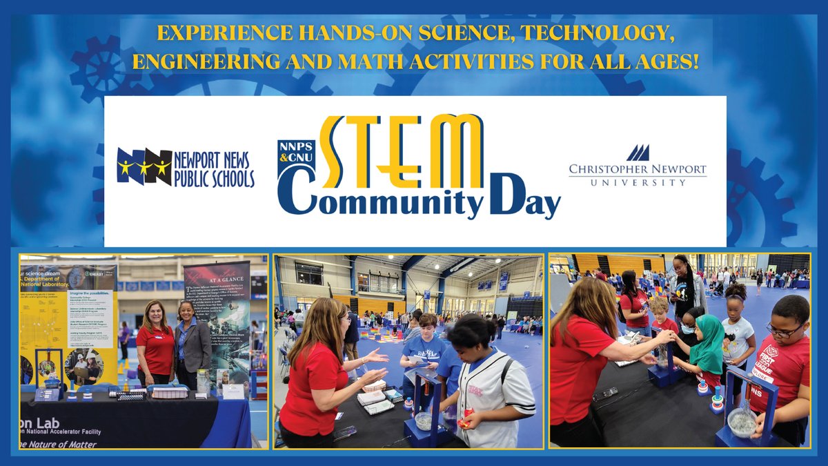 Jefferson Lab Science Education helped  in supporting Newport News Public Schools &amp; CNU at the STEM Community Day on Saturday, May 20. Science Education treated enthusiastic students, parents and teachers to electromagnets, Quark coloring books and other SWAG. #STEM