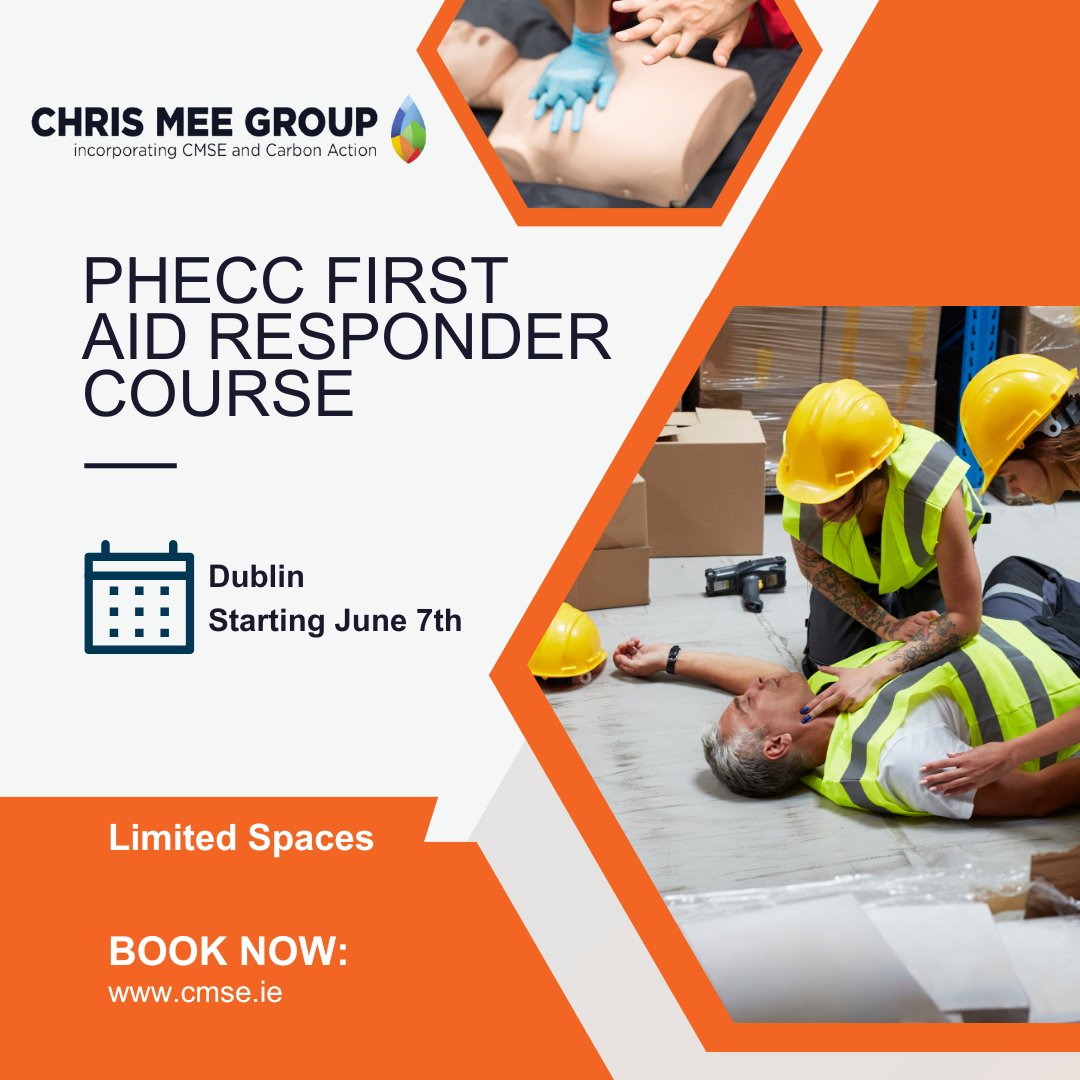 occupli_'s tweet image. We have a limited number of spaces remaining on our PHECC First Aid Responder Course taking place in Dublin on June 7th, 8th &amp;amp; 9th.

Book today at zurl.co/4rfm 
#firstaid #phecc #cork #dublin #limerick #galway