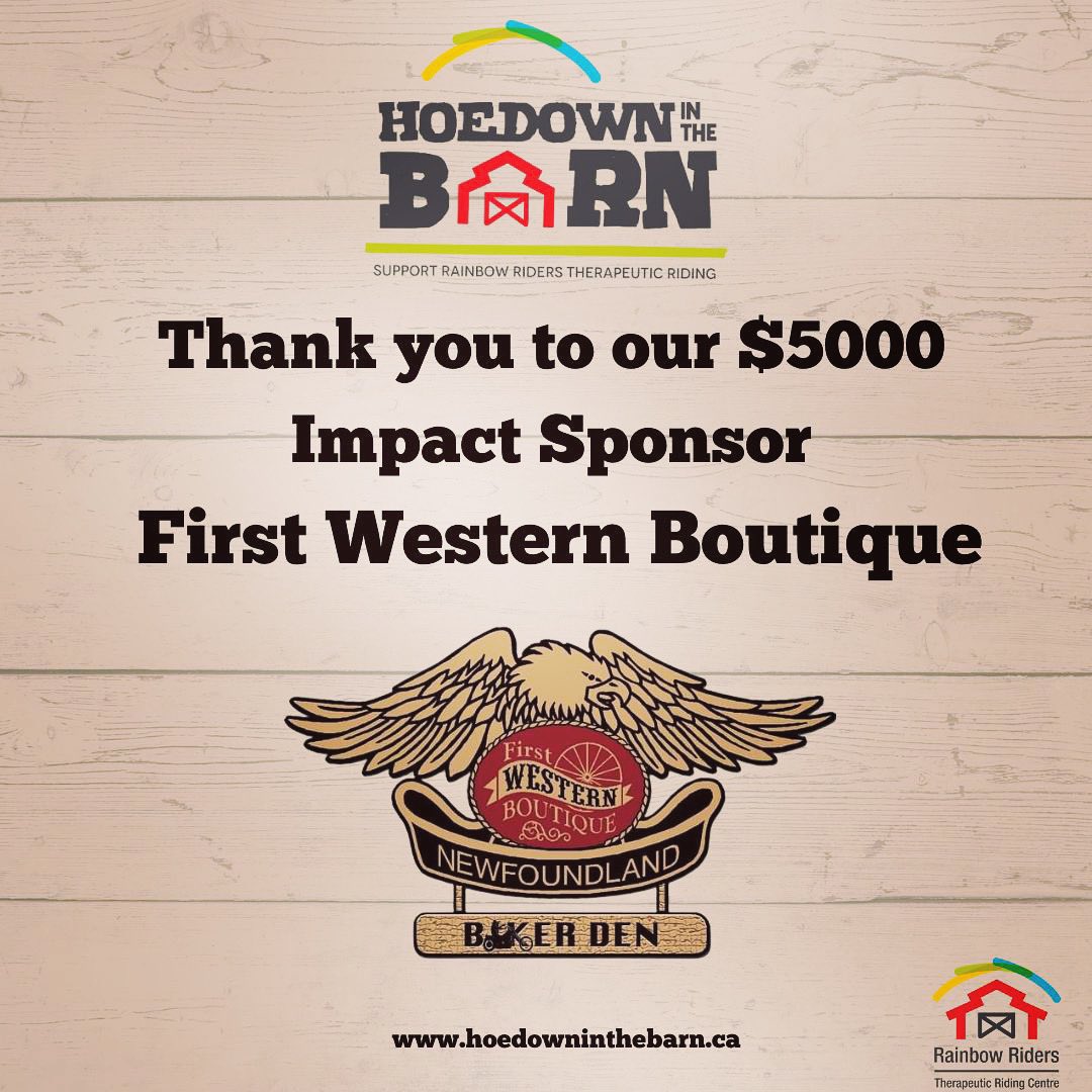 Tip your cowboy hat 🤠 to our newest Impact Sponsor, <a href="/FirstWesternNL/">FirstWesternBoutique</a> 
Now this is a match made in Hoedown Heaven! And if you don’t have a hat to tip, it’s time to pay a visit to our new sponsor! 😉 
#hoedowninthebarn #lowdownonthehoedown #bootsandhats #barndance