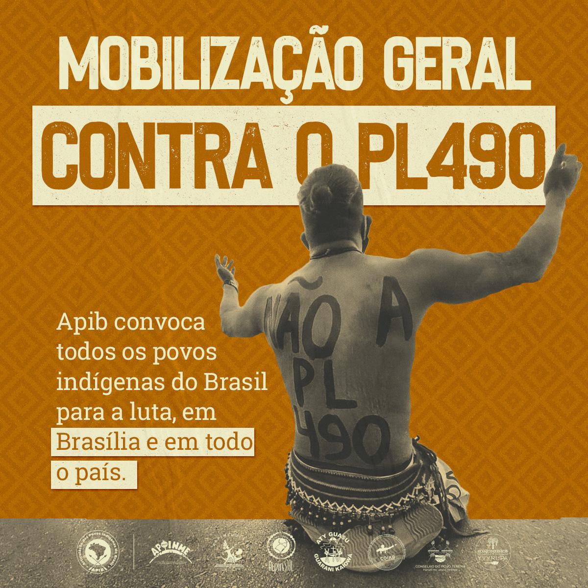 Dinamam's tweet photo. MOBILIZAÇÃO CONTRA O PL490

A  APIB, convida a todos os povos, lideranças, para juntos mobilizarmos contra o genocídio dos nossos povos contra a tese do Marco Temporal. 
O PL 490 foi aprovado o regime de urgência, e o seu mérito está previsto para  ser votado na próximo 30/05. https://t.co/aBMZMUI1nl