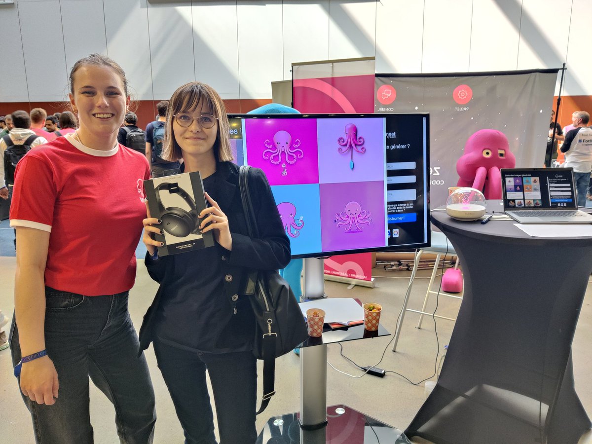 Félicitations à <a href="/karmirariel/">Ariel</a> qui remporte un super cadeau avec son prompt d'un poulpy tech 🦑💻et trop mimi, vous avez été plus d'une cinquantaine à chercher l'inspiration sur le stand d'<a href="/IneatGroup/">INEAT</a> merci à tous et bonne fin de <a href="/DevfestLille/">DevLille</a> 2023 !