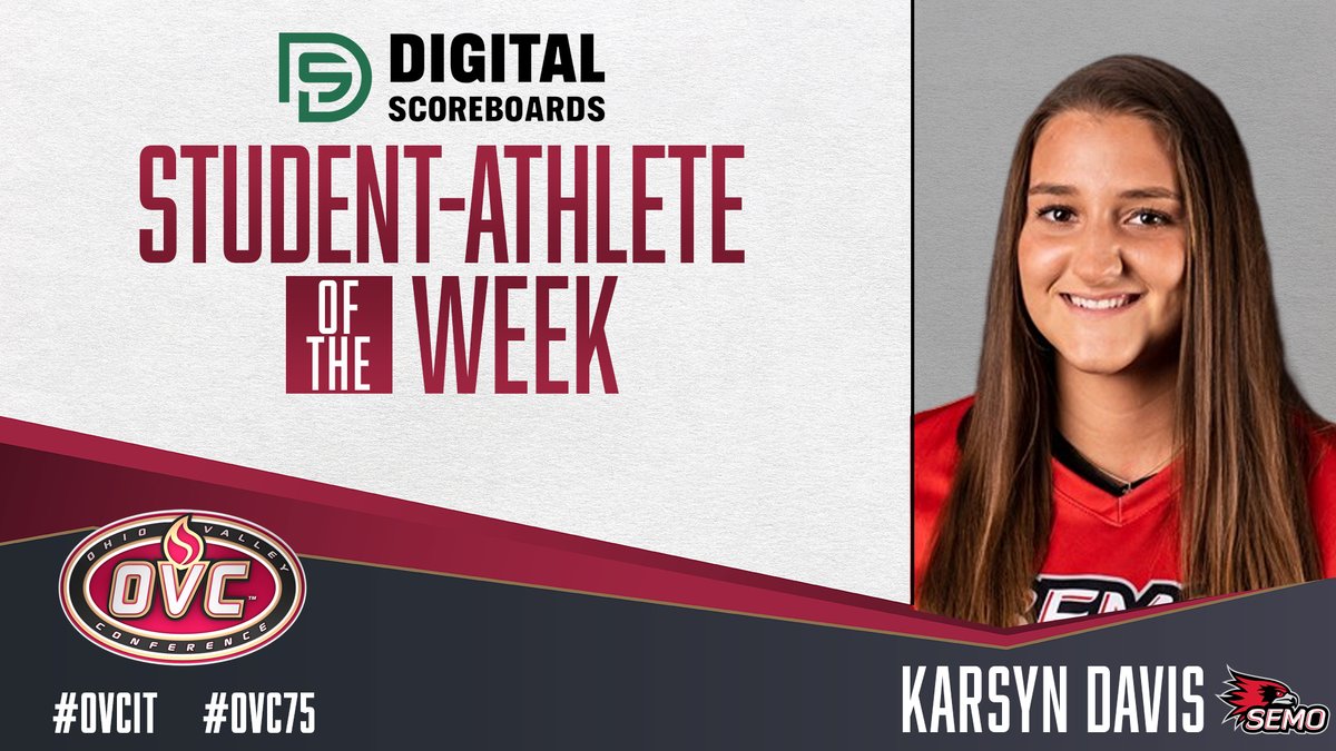 OVCSports's tweet image. Our @DScoreboards OVC Student-Athlete of the Week is @SEMOsoftball catcher Karsyn Davis (@KDavis733).

Last year she earned the OVC Academic Medal of Honor for her work in the classroom: bit.ly/3N01IA0

#OVCit | #OVC75 | @SEMORedhawks