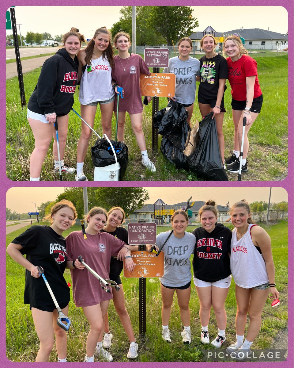 Get on out and enjoy nature on the Meadowvale Trail—you’ll notice it’s nice and clean, thanks to these hardworking hockey girls cleaning it up! #ElkPride