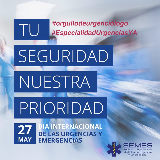 🎉MAÑANA 

Día Internacional de las #Urgencias y #Emergencias

💻Visita la web 27mayo.semes.org y publica #orgullodeurgenciologo
#EspecialidadUrgenciasYA

'Tu seguridad, nuestra prioridad'

#27M
#diamundialurgenciasyemergencias
#medicina
#enfermería
#TES