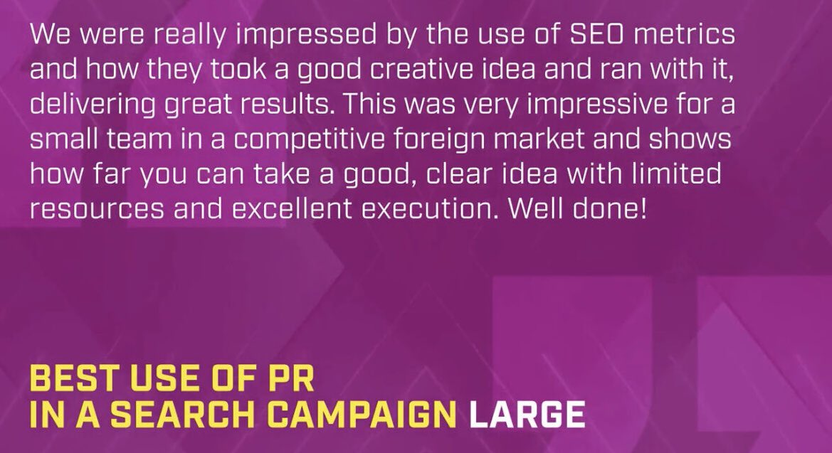 Worked on an amazing campaign with my Digital PR Queen and Legend <a href="/Clarabkelly/">Clara Kelly</a> -Excited to announce our Dream Job campaign won the “Best Use of PR in a Search Campaign” at the European Search Awards last night! ❤️

Digital PR + Outreach = 🔗🔗🔗