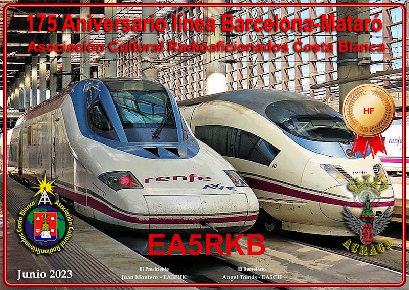 DIPLOMA y TROFEO 175 ANIVERSARIO FERROCARRIL  BARCELONA-MATARÓ Toda la info en acracb.org