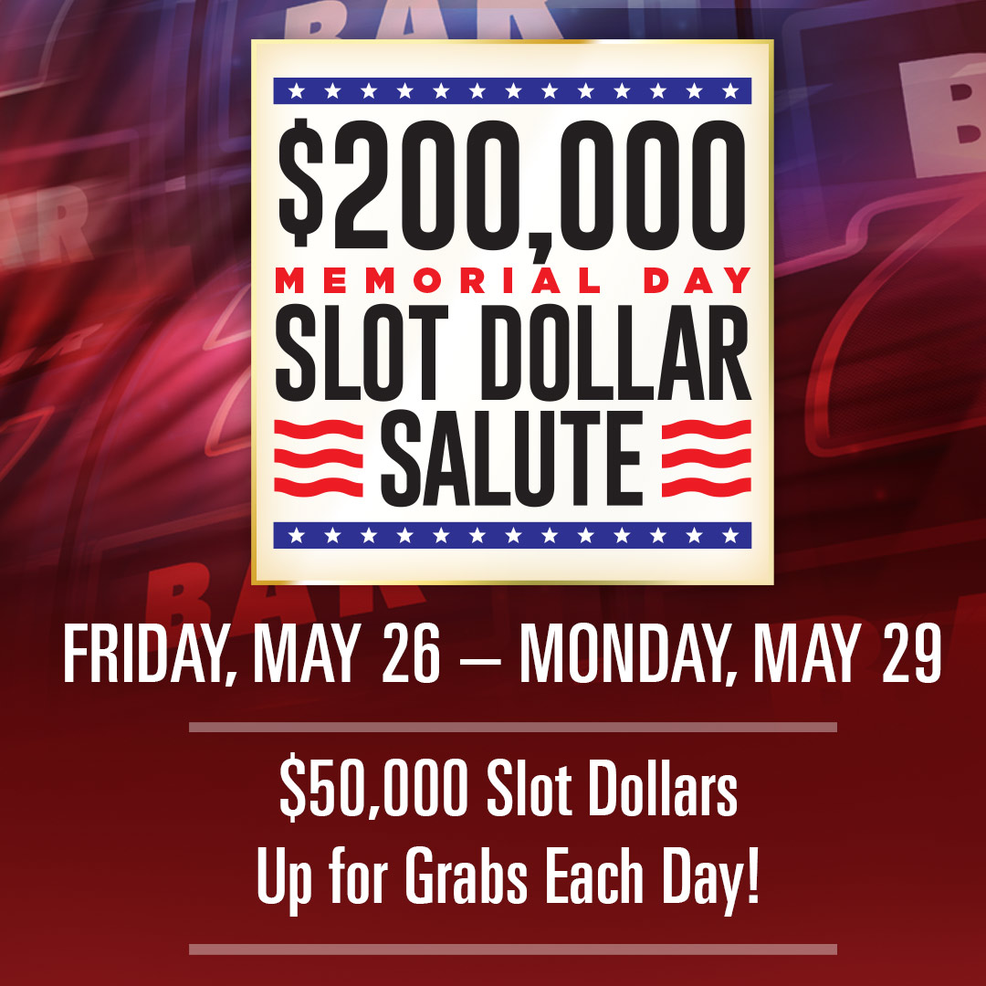 delawarepark's tweet image. Kick off your holiday weekend with a chance at $50,000 slot dollars today. Then, come back every day through Monday for a total of $200,000 slot dollars! #salutetomemorialday #avoidtraffic