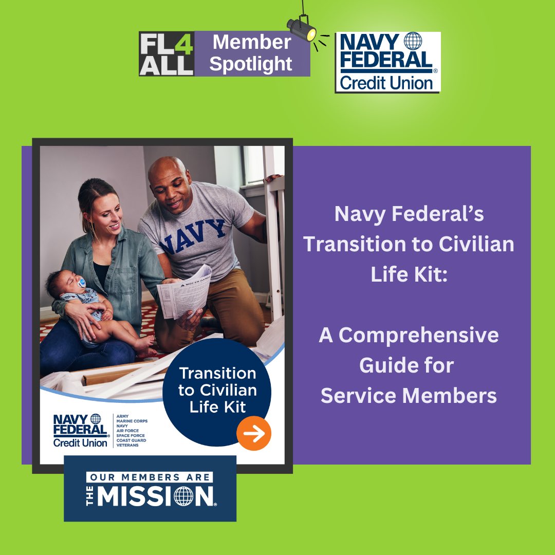 @NavyFederal has developed a Transition to Civilian Life Kit to help the more than 200,000 U.S. servicemembers and their families who return to civilian life each year.
 
#NavyFederalServes #MilitaryAppreciationMonth #FinancialLiteracy #FinancialEducation #FL4ALL @FL4_ALL