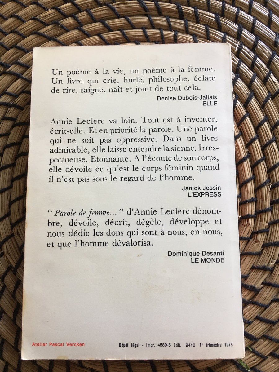 #VendrediLecture Annie Leclerc Parole de femme @livredepoche . La lecture de cet essai datant de 1974 est un bonheur! Toujours d actualité, toujours juste, pour la femme pour toutes les femmes!