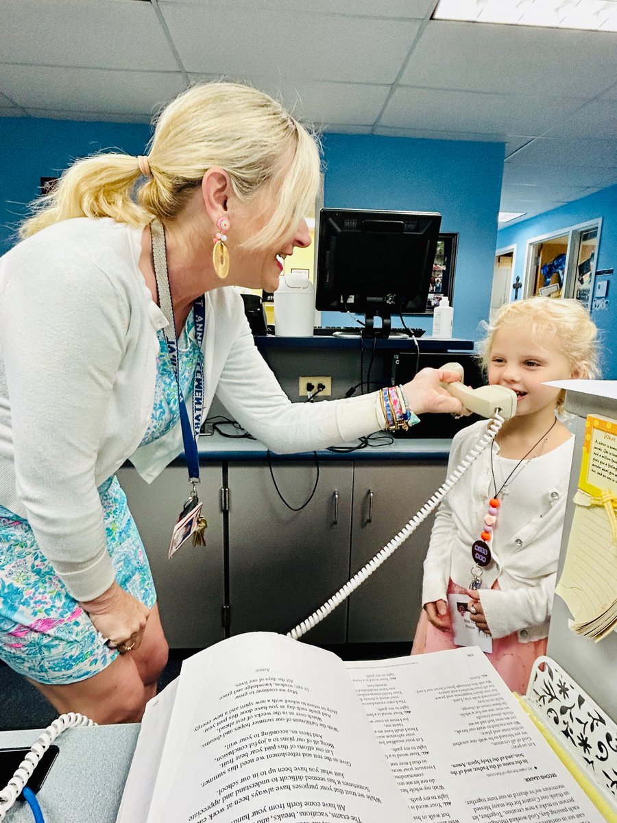 Yesterday, Miss Ava Johnson was #principalforaday 
THANK YOU to the Johnson family for supporting @sascardinals with their donation of this special experience purchased at our School GALA!
@SaintAnneCC @archchicago @ChiCathSchools #barringtonil #SchoolChoice #Kindergarten