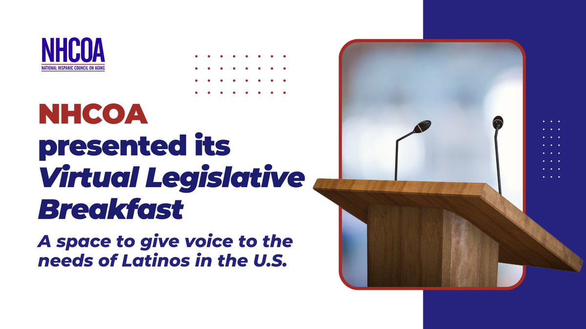 NHCOA's tweet image. Through its #LegislativeBreakfast, NHCOA was successfully able to present a series of key issues affecting Latinos and older adults, as well as possible solutions before members of Congress.
Check out this recap of our event and the valuable insights of our panel of experts⬇️