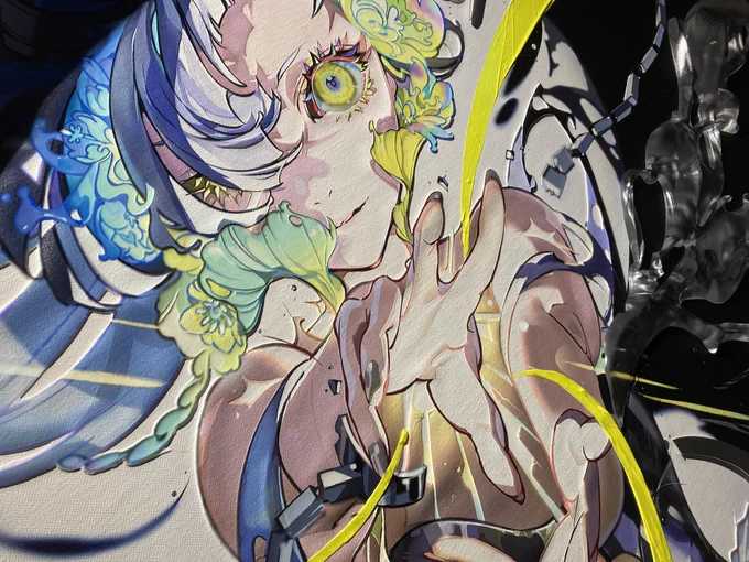 米山さんの個展『EYE』を観に渋谷へ。 アニメとイラストを融合して自身の好きを新しい形で作品にしていて圧巻の見応え。 まさに表現者「米山舞」と言わざる得ない作品群! イラスト表現の先を見てる様だった…。  行こうか迷ってる方は是非行ってほしい。