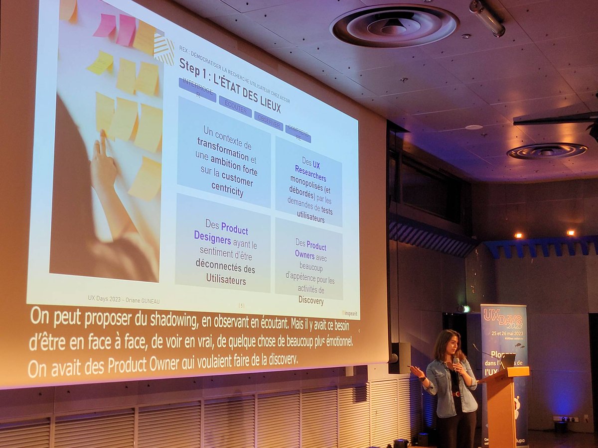 Flupa's tweet photo. [#UXDays 2023] @_Oriane_G nous fait un retour d'expérience sur l'organisation de speed testing au sein d'un grand groupe. La mission ? Démocratiser la recherche utilisateur.

#UXDays #REX #UXresearch https://t.co/NBb6oEaRnB