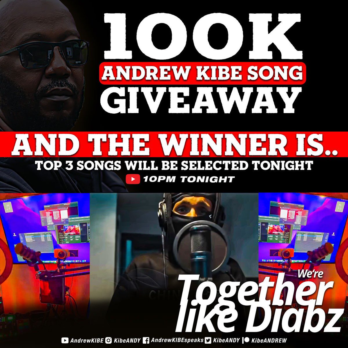 Tonight, one talented musician will walk away with 100k from me. Join me at 10pm on all my soshals